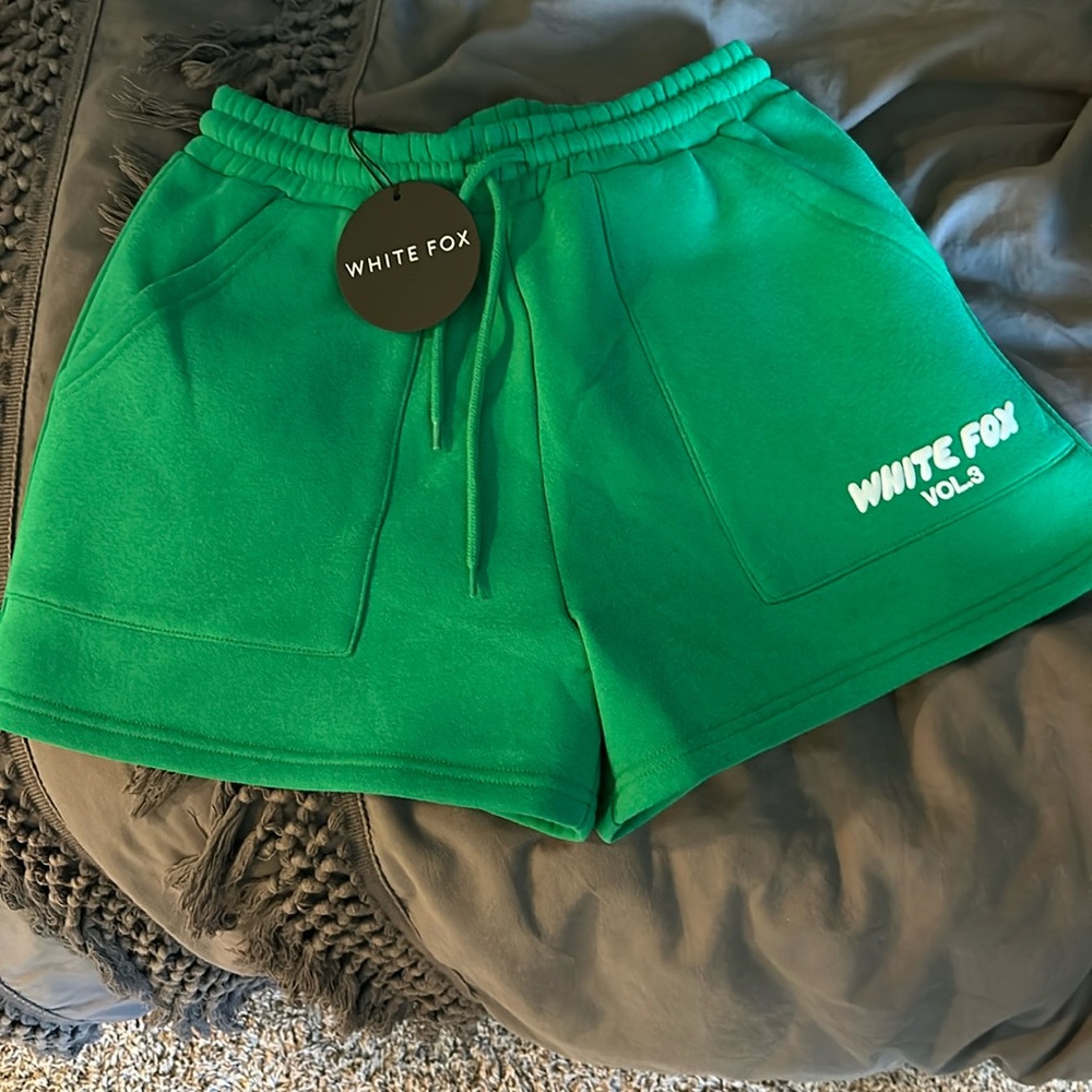 Green White Fox Sweat Shorts